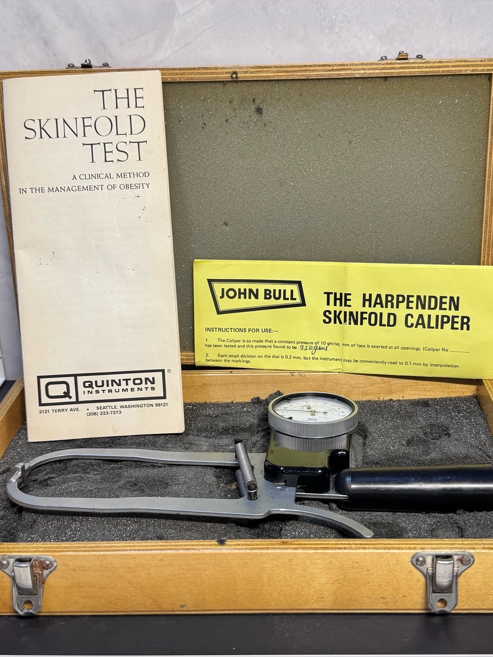 Vintage Harpenden Skinfold Caliper Metal With Case Original Users Manual